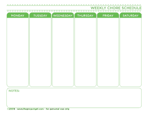 Free Download PDF Books, Simple Weekly Chore Schedule Template