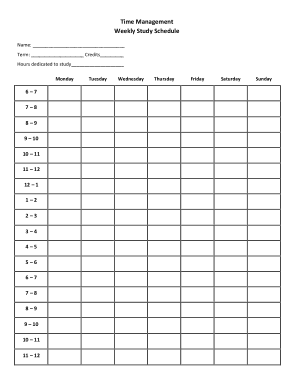Free Download PDF Books, Weekly Study Schedule Template