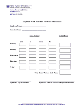 Free Download PDF Books, Work Schedule For Class Attendance Template