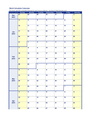 Free Download PDF Books, Blank Work Schedule Calendar Template