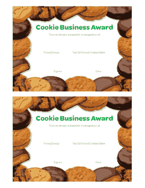 Free Download PDF Books, Cookie Business Award Certificate Template