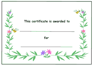 Free Download PDF Books, Kids Award Certificate Flowers and Bees Template