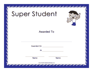 Free Download PDF Books, Boy Super Student Award Certificate Template