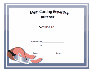 Free Download PDF Books, Butcher Award Certificate Template