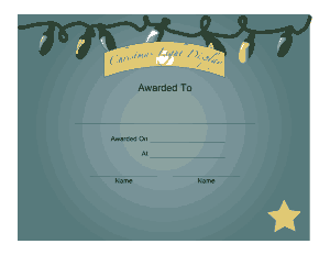 Free Download PDF Books, Christmas Light Display Award Certificate Template