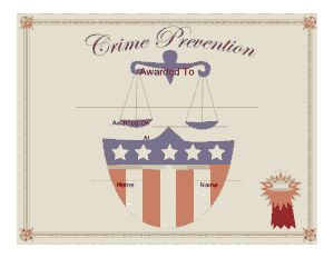 Free Download PDF Books, Crime Prevention Award Certificate Template