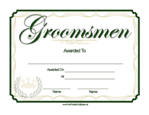 Free Download PDF Books, Groomsmen Award Certificate Template