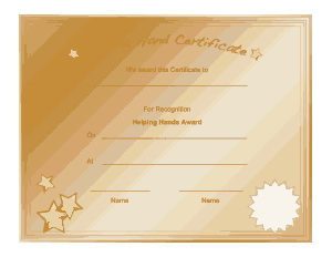 Free Download PDF Books, Helping Hands Award Certificate Template
