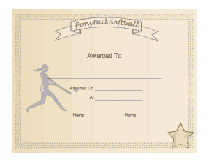 Free Download PDF Books, Ponytail Softball Award Certificate Template
