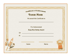 Free Download PDF Books, Soap Box Derby Team Mom Award Certificate Template