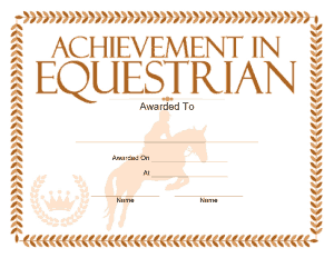 Free Download PDF Books, Equestrian Certificate Achievement Template