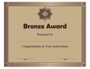Free Download PDF Books, Bronze Award Certificate Template