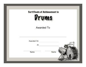 Free Download PDF Books, Drums Award Certificate Template