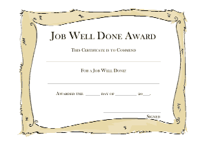 Free Download PDF Books, Job Well Done Award Certificate Template