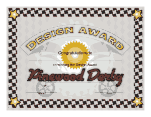 Free Download PDF Books, Pinewood Derby Design Award Certificate Template
