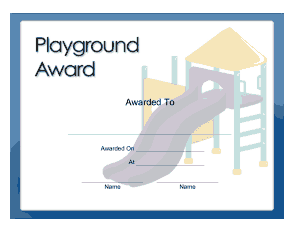 Free Download PDF Books, Playground Award Certificate Template