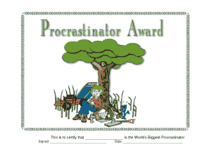 Free Download PDF Books, Procrastinator Award Certificate Template