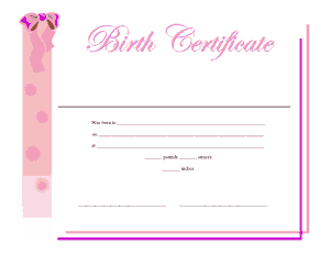 Free Download PDF Books, Birth Certificate Girls Template
