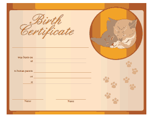 Free Download PDF Books, Birth Certificate Kitten Template