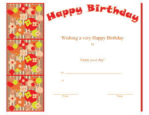 Free Download PDF Books, Happy Birthday Sidebar Certificate Template