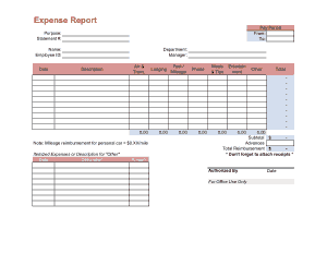 Free Download PDF Books, Expense Report Sample Template