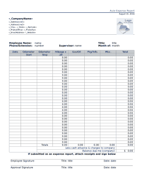 Free Download PDF Books, Sample Auto Expense Report Template