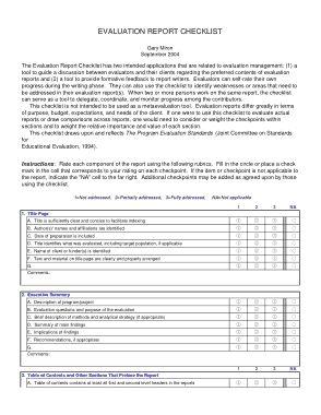 Free Download PDF Books, Evaluation Report Checklist Template