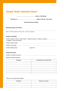 Free Download PDF Books, Tender Evaluation Report Example Template