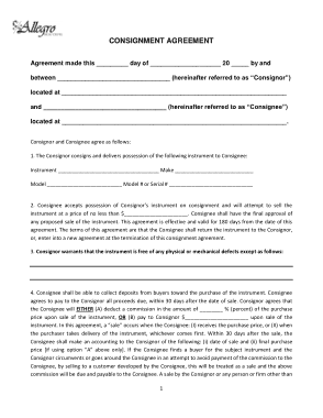Free Download PDF Books, Allegro Consignment Agreement Template