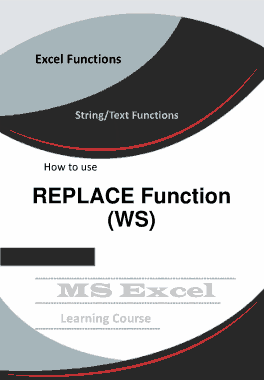 Free Download PDF Books, Excel REPLACE Function _ How to use in Worksheet