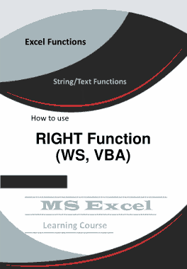 Free Download PDF Books, Excel RIGHT Function _ How to use in Worksheet and VBA