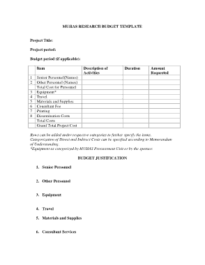 Free Download PDF Books, Research Budget Proposal Template