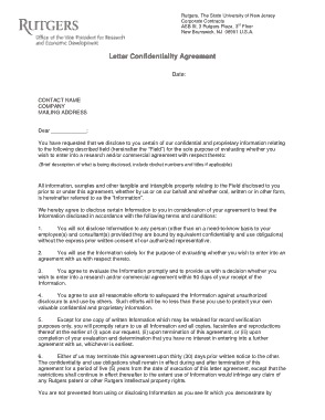 Free Download PDF Books, Confidentiality Agreement Sample in Letter Format Template