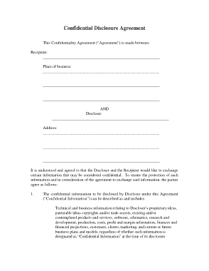 Free Download PDF Books, Confidentiality Disclosure Agreement Template