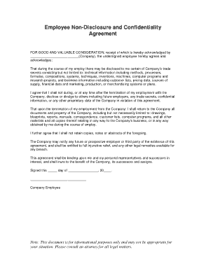 Free Download PDF Books, Employee Non Disclosure and Confidentiality Agreement Template