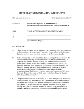 Free Download PDF Books, Mutual Confidentiality Agreement Sample Template