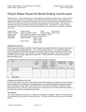 Free Download PDF Books, Monthly Project Status Report Sample Template