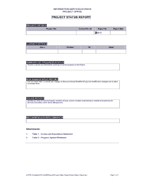 Free Download PDF Books, Project Status Reports Template