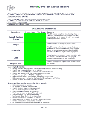 Free Download PDF Books, Project Status Summary Report Template