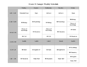 Free Download PDF Books, Grade11 Study Weekly Schedule Sample Template