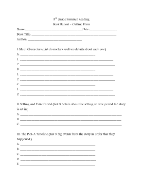 Free Download PDF Books, 5th Grade Summer Reading Book Report Template