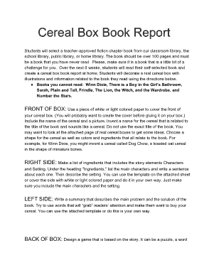 Free Download PDF Books, Cereal Box Book Report Free Template