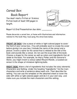 Free Download PDF Books, Free Cereal Box Book Report Template