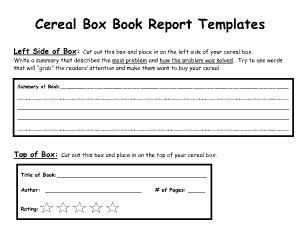 Free Download PDF Books, Simple Cereal Box Book Report Template