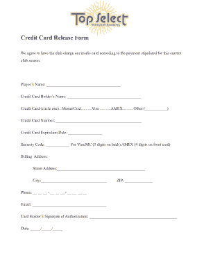 Free Download PDF Books, Credit Card Release Form Template