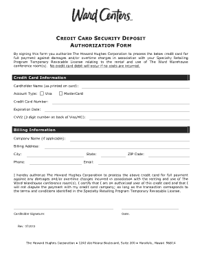 Free Download PDF Books, Credit Card Security Deposit Authorization Form Template