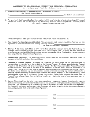 Free Download PDF Books, Sample Personal Property Purchase Agreement Template