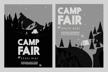 Free Download PDF Books, Camp Fair Flyer Mountain Night Dark Decor Free Vector
