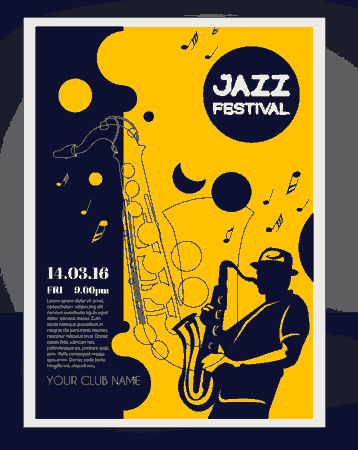 Free Download PDF Books, Jazz Festival Flyer Trumpet Icons Silhouette Free Vector