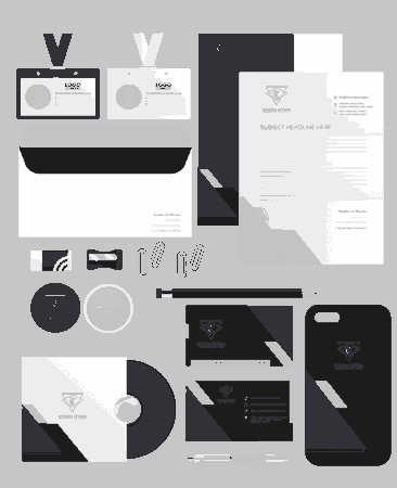 Free Download PDF Books, Business Identity Sets Black White Contrast Free Vector